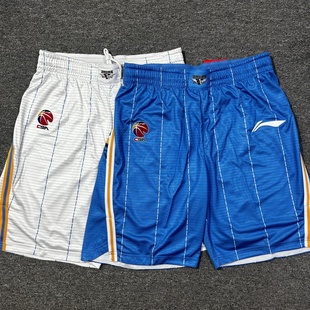 李宁赞助CBA篮球北京首钢队球员版比赛短裤银线速干大码四分裤