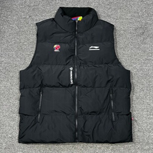 李宁赞助CBA篮球25年秋季新款男式运动马甲防泼水保暖棉马甲