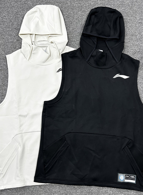 李宁赞助CBA大码篮球春秋男款运动马甲连帽无袖卫衣套头衫AWDRB61