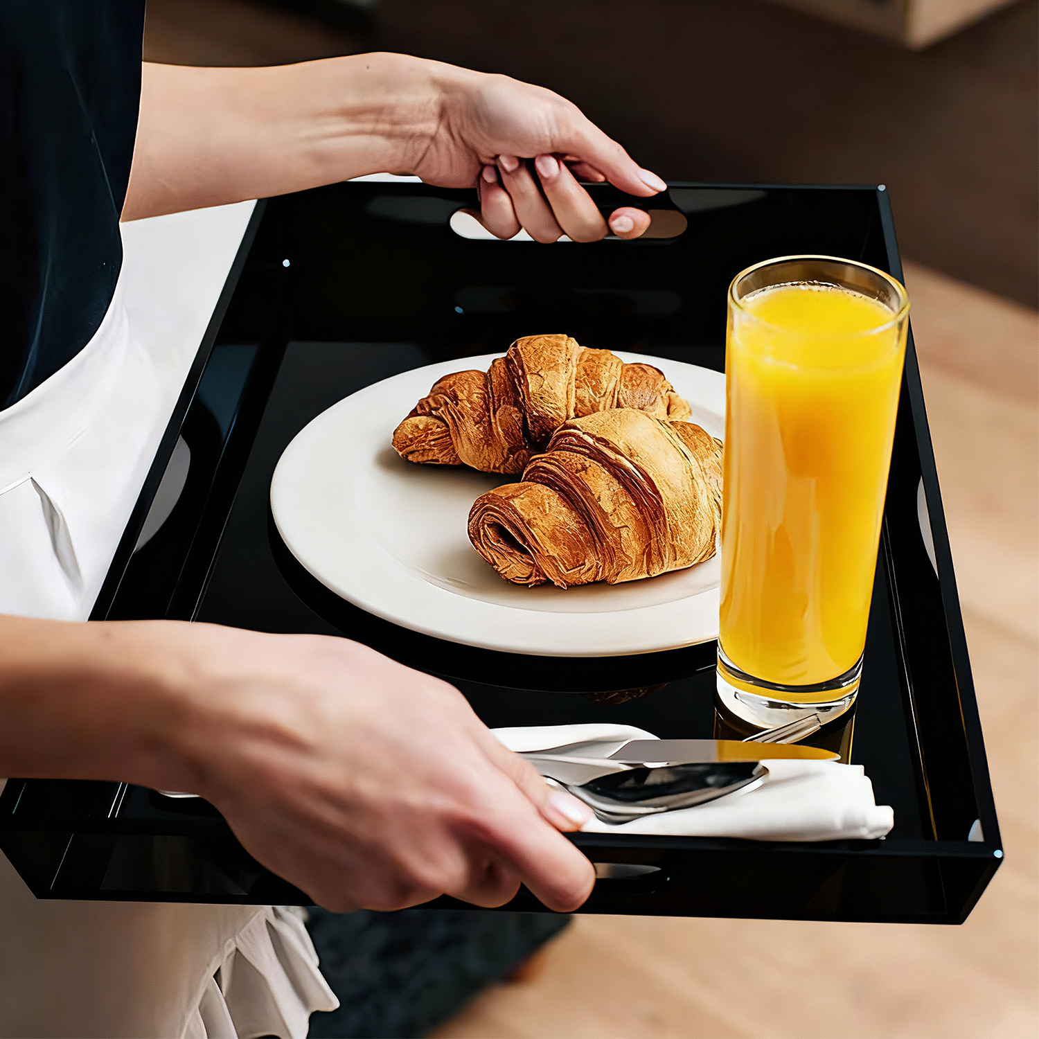 亚克力托盘长方形网红咖啡店水果零食甜点盘酒店样品收纳展示盘