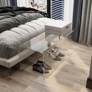 亚克力透明长条凳子网红简约服装店换鞋凳休息长凳北欧卧室床尾凳