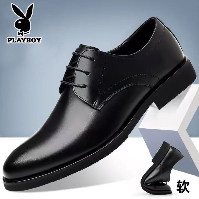花花公子皮鞋男2026新款商务正装德比鞋透气百搭增高新郎结婚鞋