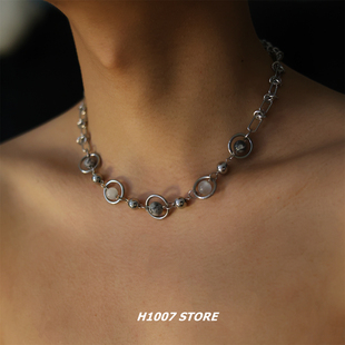 星系地图石拼接男款锁骨链女款颈链小众设计感嘻哈冷淡风项链新款