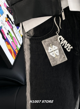银灰色字母挂钩男裤链女嘻哈风小众设计感牛仔工装裤挂链包挂配饰
