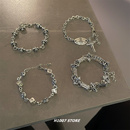 嘻哈风十字花拼接做旧款 手链女欧美百搭小众设计感情侣手饰品 男款