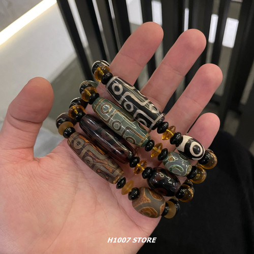 古法藏式玛瑙天珠手串男生松紧绳手链女款小众设计感嘻哈风情侣款