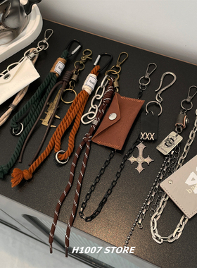 原创嘻哈配饰集合做旧链条男款裤链女小众设计感钥匙包挂腰间挂饰
