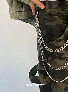 嘻哈风多层钛钢链条包挂链男款裤链女小众设计感钥匙包挂腰间挂饰