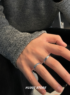 太阳月亮镶钻钛钢男戒指女小众设计感嘻哈风指环不掉色情侣款饰品