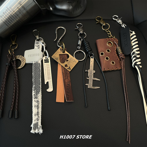 美式嘻哈风编绳男款裤链女小众设计感牛仔裤工装裤挂链包挂钥匙扣