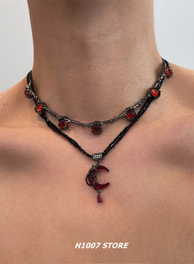 猩红狂歌 暗黑风女锁骨链男款项链高级小众设计毛衣链嘻哈风颈链