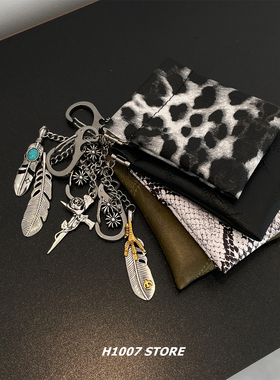 原创设计款羽毛十字花蛇纹包男裤链女腰间挂饰嘻哈风包挂零钱卡包