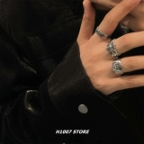 Ретро небольшое дизайнерское кольцо в стиле хип-хоп, тренд сезона, на указательный палец