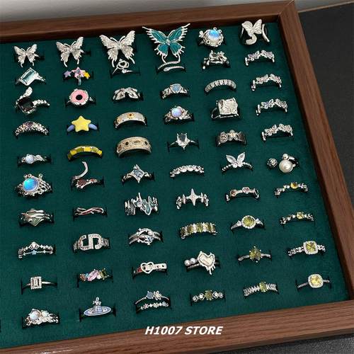 不规则熔岩肌理蝴蝶女款戒指潮酷嘻哈个性冷淡风食指戒男指环饰品