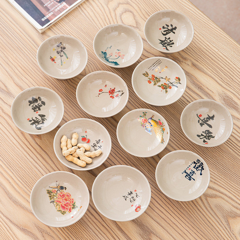 中式陶瓷高脚果盘家用茶点盘花卉书法风格茶室围炉煮茶干果糕点盘,餐饮具,果盆/果盘/果篮,淘宝优惠券,粉丝福利购,淘宝优惠卷