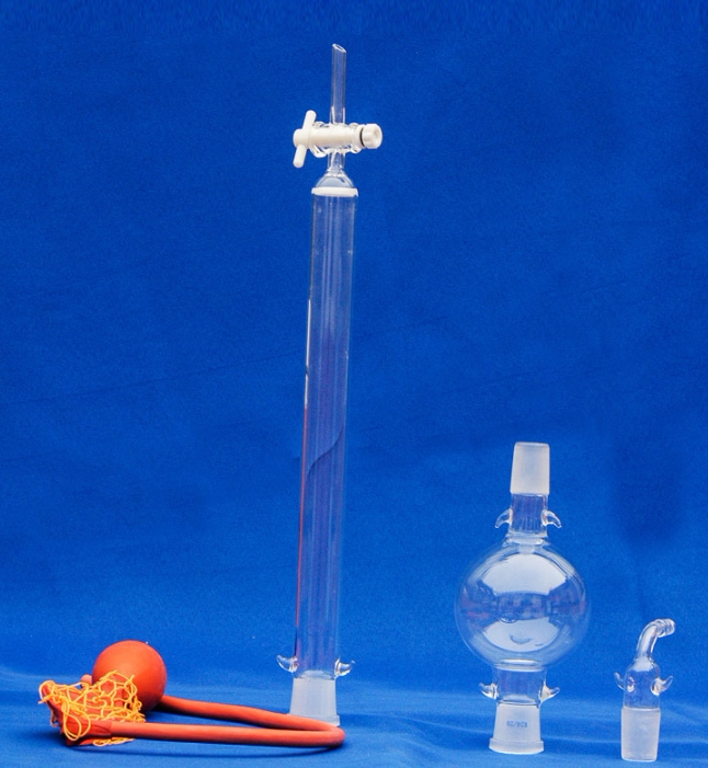 多选 加压型套装层析柱 标准口四氟芯层析柱 接头 储液球 双联球