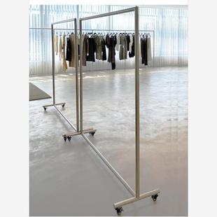 服装店展示架落地式不锈钢买手店移动轮字挂衣架中岛架女装店货架