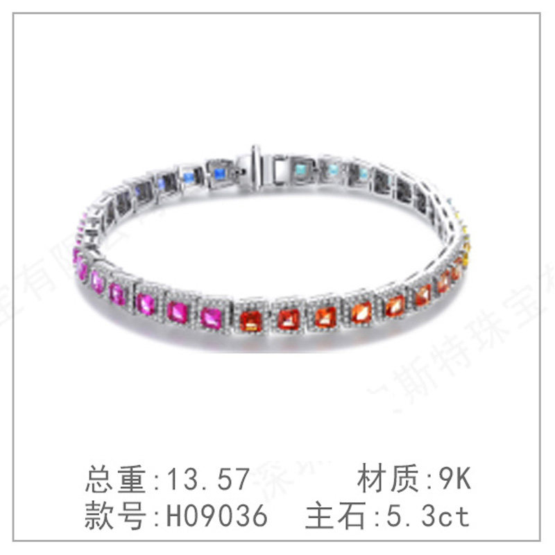 925纯银珠宝培育红蓝宝简洁手链圈高级感锁骨链简约轻奢复古手链