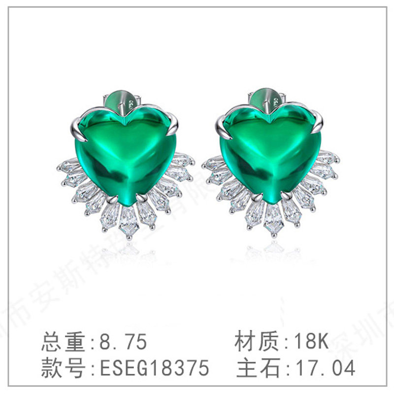 s925银钻石戒指奢高级新款培育紫色钻简洁钻镀钻祖母绿耳环耳坠