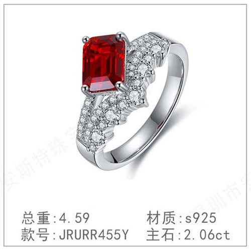 s925银钻石戒指奢高级新款培育钻石简洁培育红宝镀钻钻戒戒指环