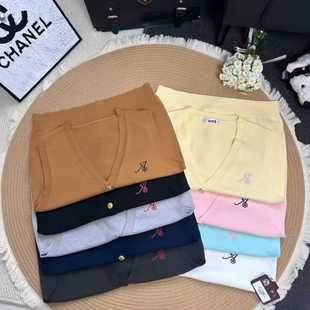 【川知音】开衫刺绣纽扣马甲套装原创正版格裙背心学院女秋冬叠穿