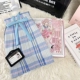川町香 缤果 蓝色浅蓝显白原创jk学生格裙百褶裙学院短裙半身裙