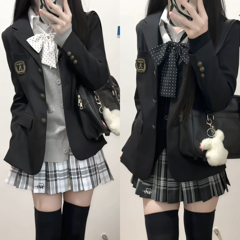 川町香原创格裙学院风女秋冬叠穿