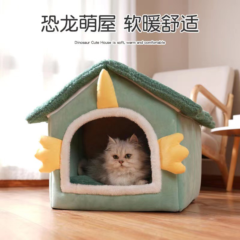 跨境猫窝冬季半封闭保暖狗窝宠物窝销宠物猫咪窝填充棉窝保暖设计