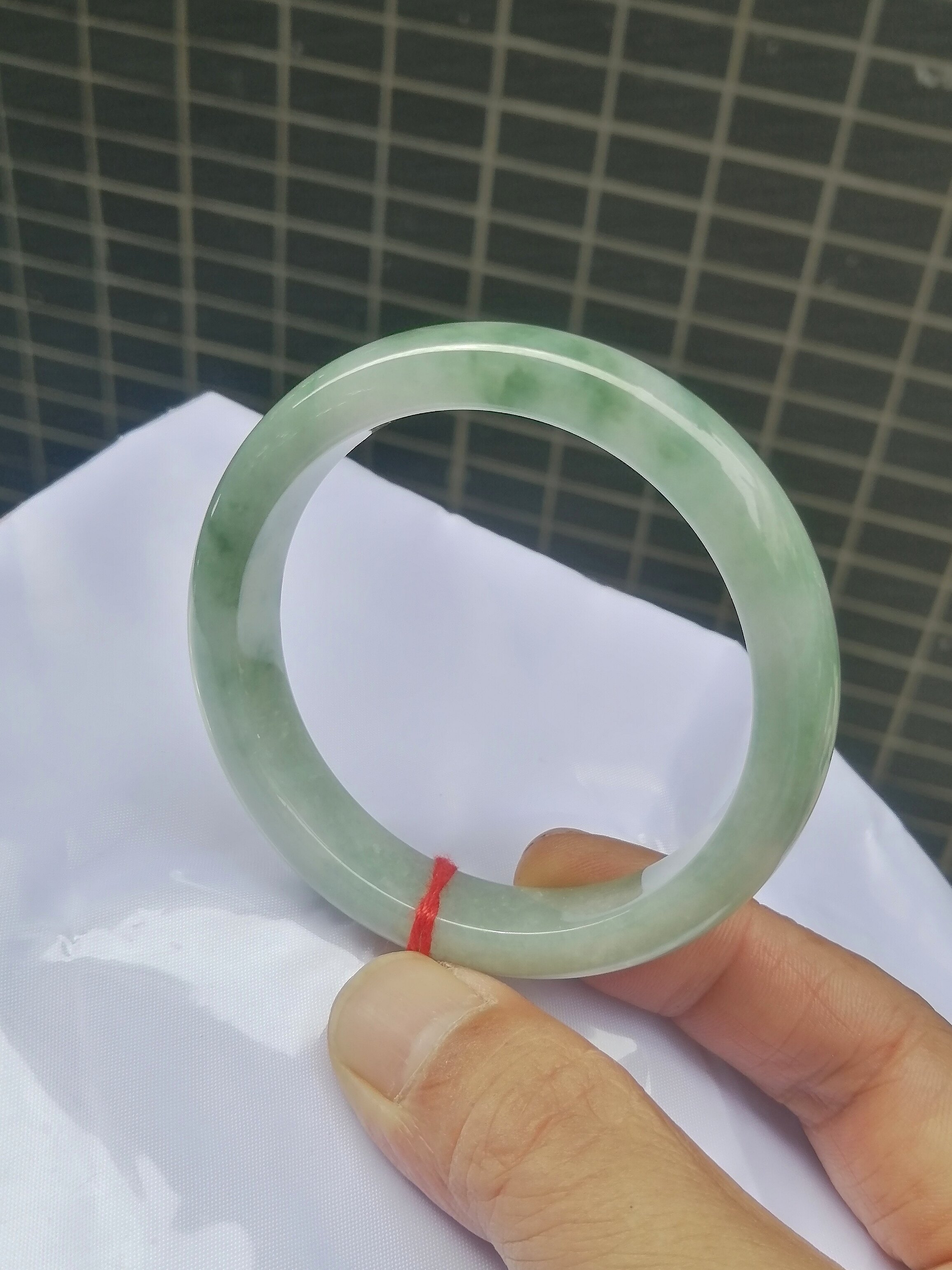 大口径天然缅甸翡翠A货飘花手镯口径60.2mm#翡翠玉手镯送妈妈