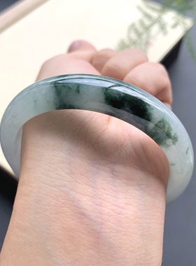 正品冰糯种水润飘花天然缅甸翡翠玉石手镯口径56.3mm