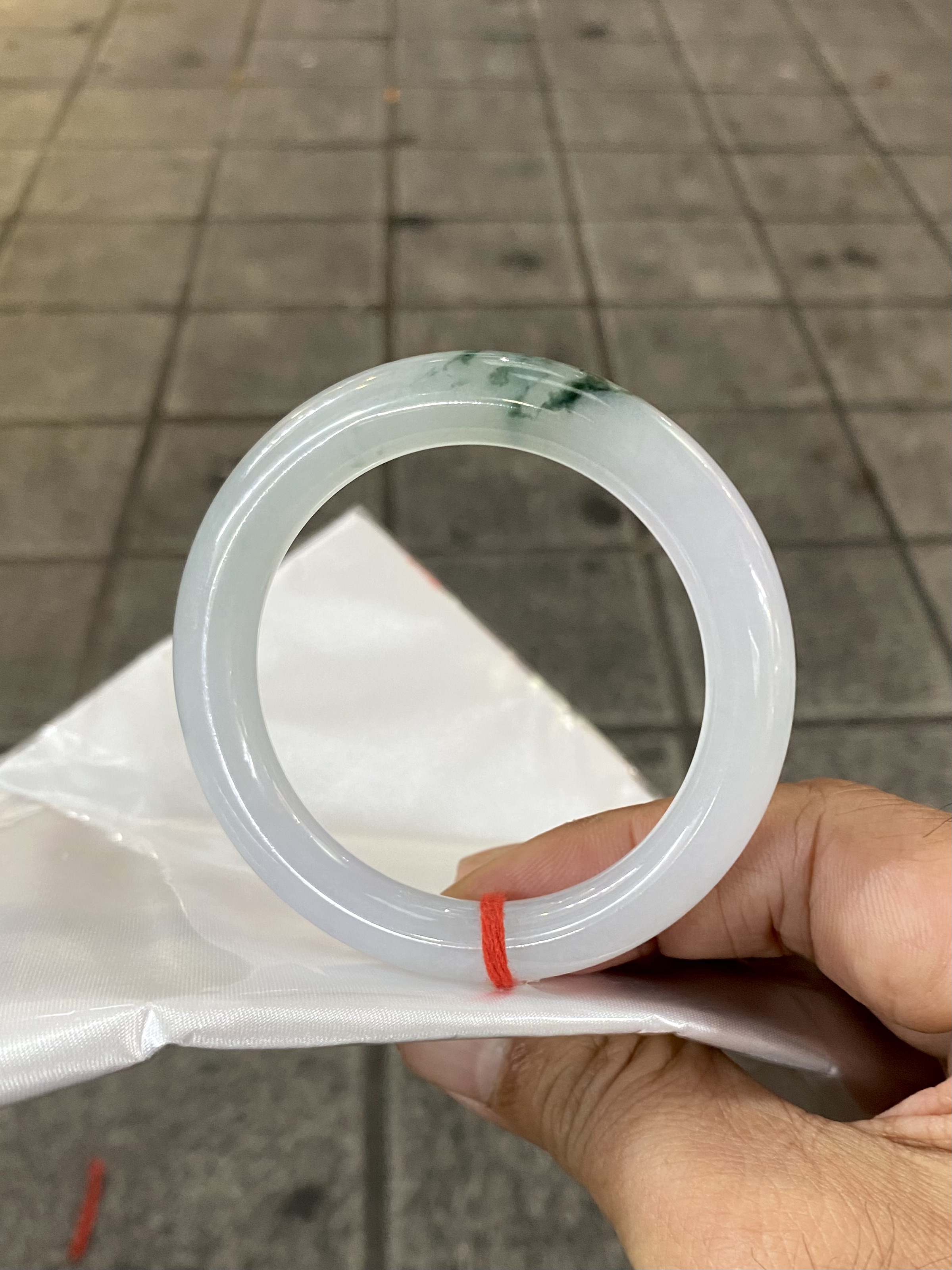 小口径冰糯种飘花圆条天然缅甸翡翠手镯正品女款口径51.6mm