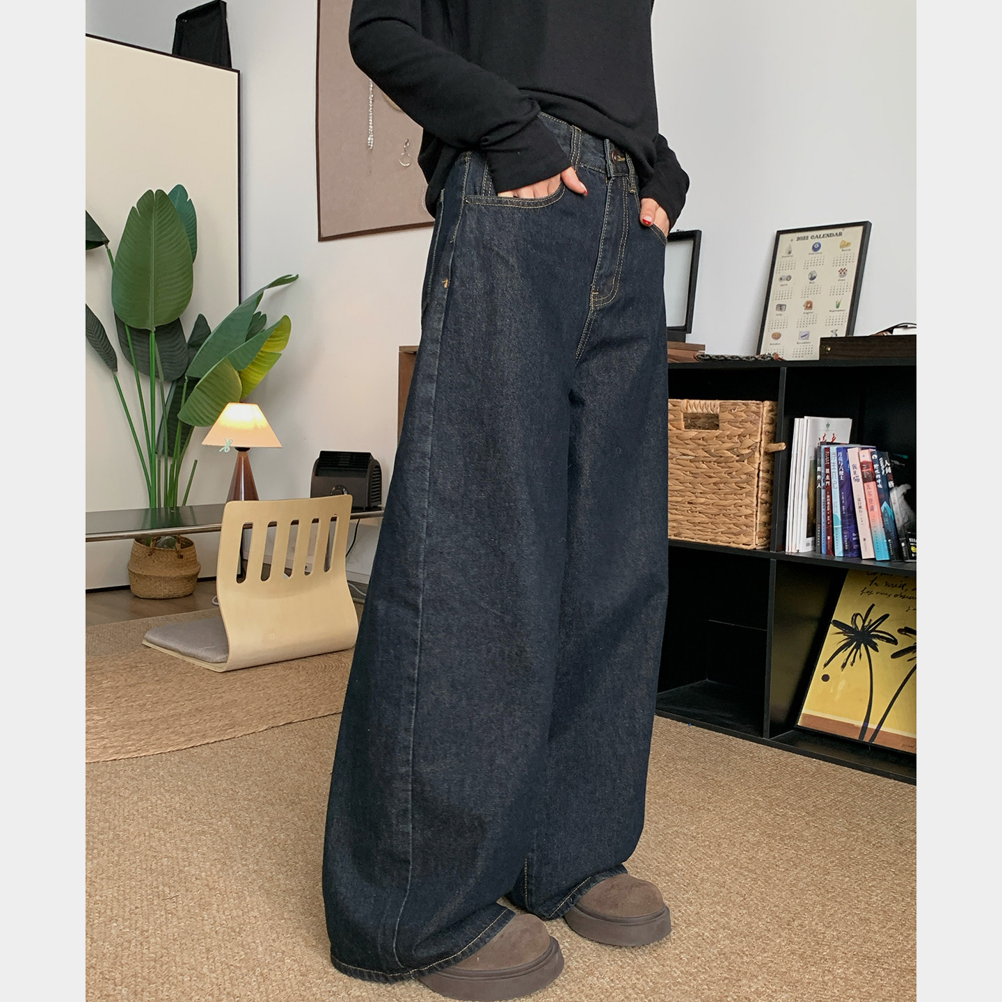 GAORAN复古阔腿牛仔裤女秋冬新款宽松慵懒风直筒拖地裤子ins,女装/女士精品,牛仔裤,淘宝优惠券,粉丝福利购,淘宝优惠卷