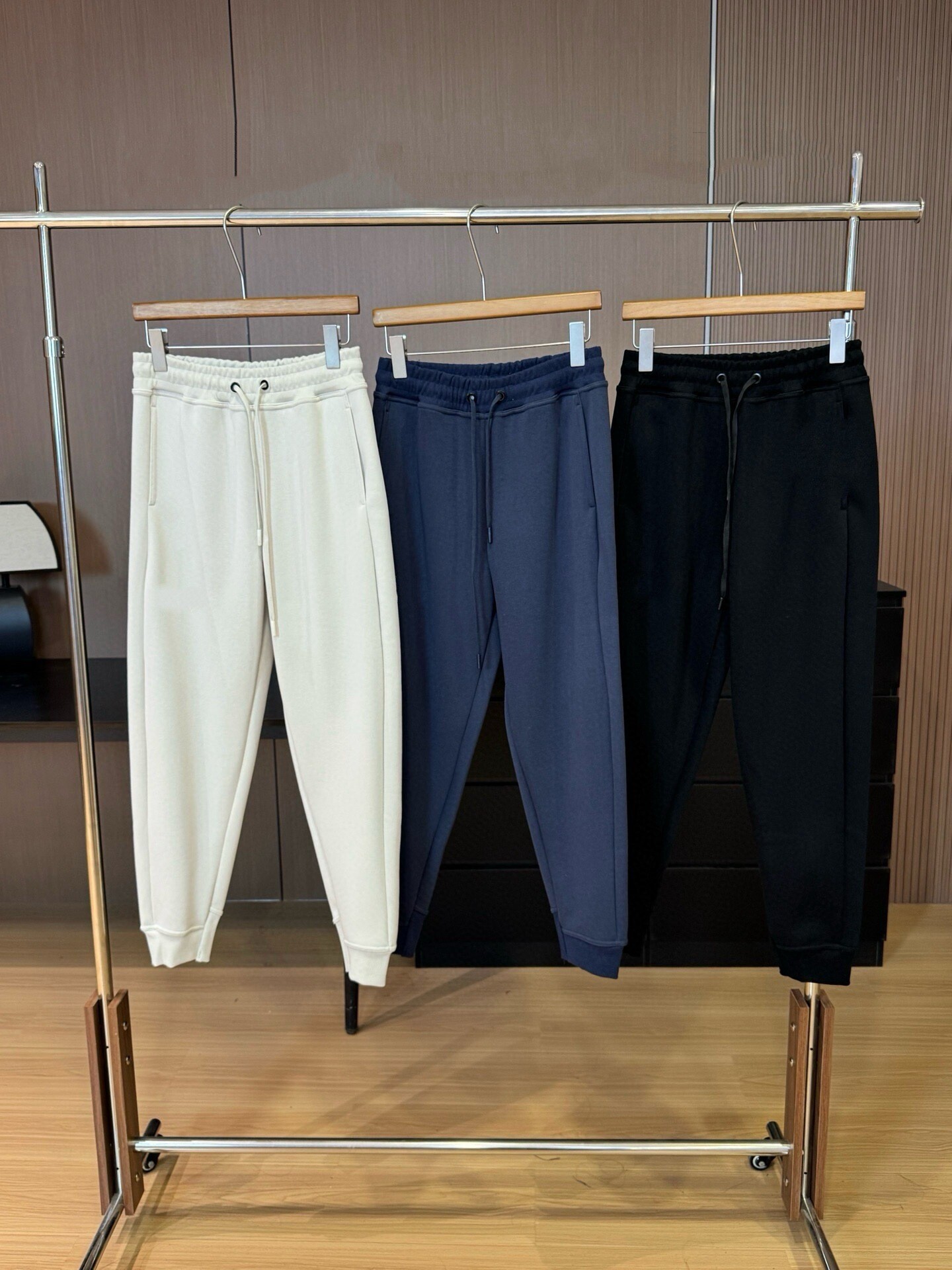 简单基本款男女同款加绒休闲裤卫裤收脚口纯色松紧腰