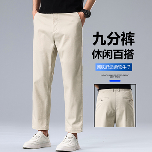 啄木鸟九分休闲裤男夏季薄款小个子时尚百搭西装裤子商务直筒裤子