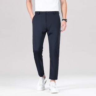 啄木鸟冰丝九分休闲裤男夏薄款商务免烫抗皱直筒裤子垂感时尚西裤