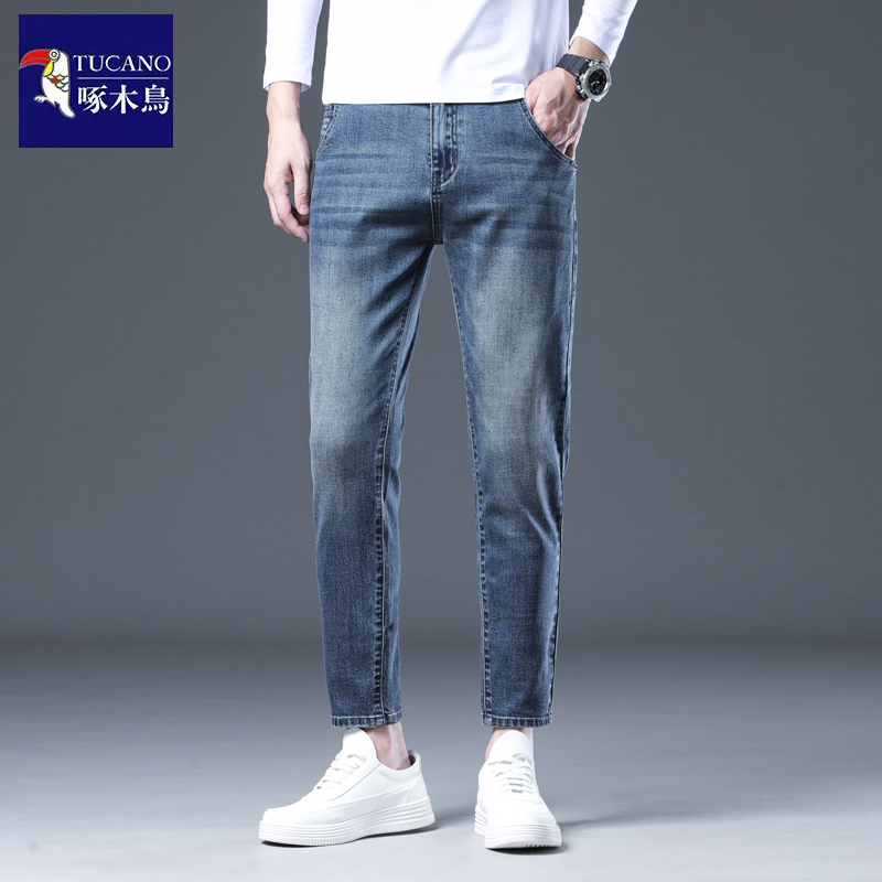啄木鸟九分牛仔裤男秋冬新款