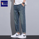 直筒微哈伦男生裤 啄木鸟复古九分牛仔裤 青年潮流修身 薄款 子 男夏季