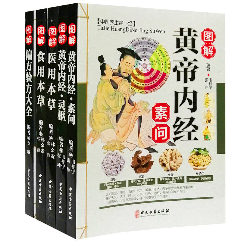 黄帝内经素问篇灵枢篇正版食用本草纲目医用本草纲目中医偏方验方书籍大全中药中草药书籍家用健康生活常识书籍全套5册