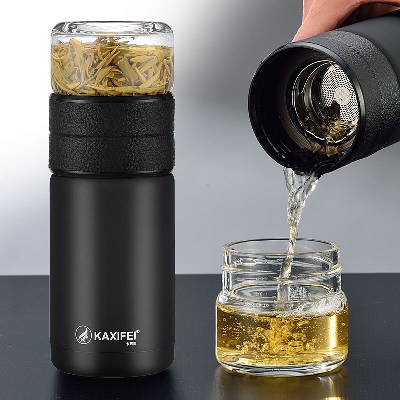 卡西菲茶水分離水杯不銹鋼保溫杯過濾茶杯男便攜隨手車載泡茶杯子