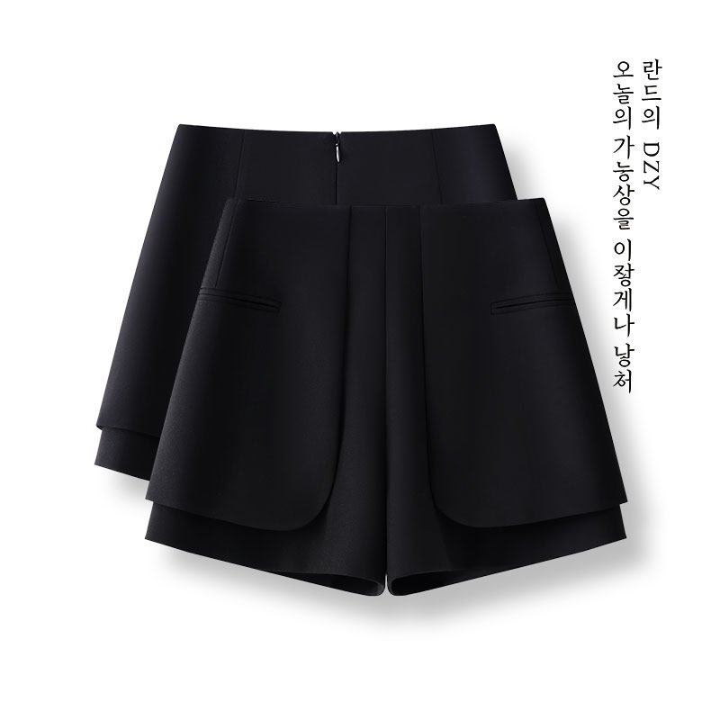高腰黑色A字西装短裤女通勤