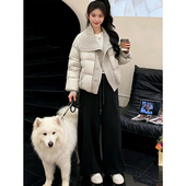 套装 MARIE.COCO秋冬新款 韩系翻领针织拼接保暖棉服外套阔腿休闲裤