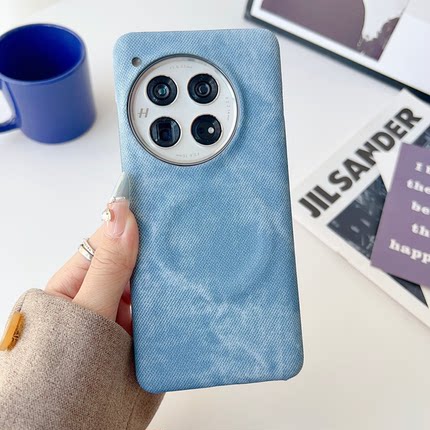 港风牛仔布纹磁吸适用一加13手机壳新款素皮耐脏一加ace5pro简约高级感一加12半包防摔硬壳