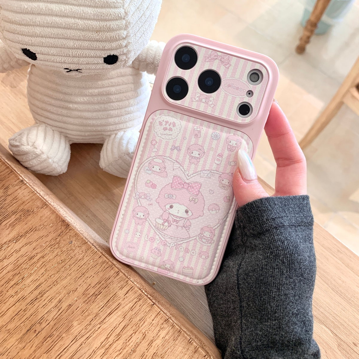 条纹爱心小羊适用苹果17promax手机壳16pro/15pro