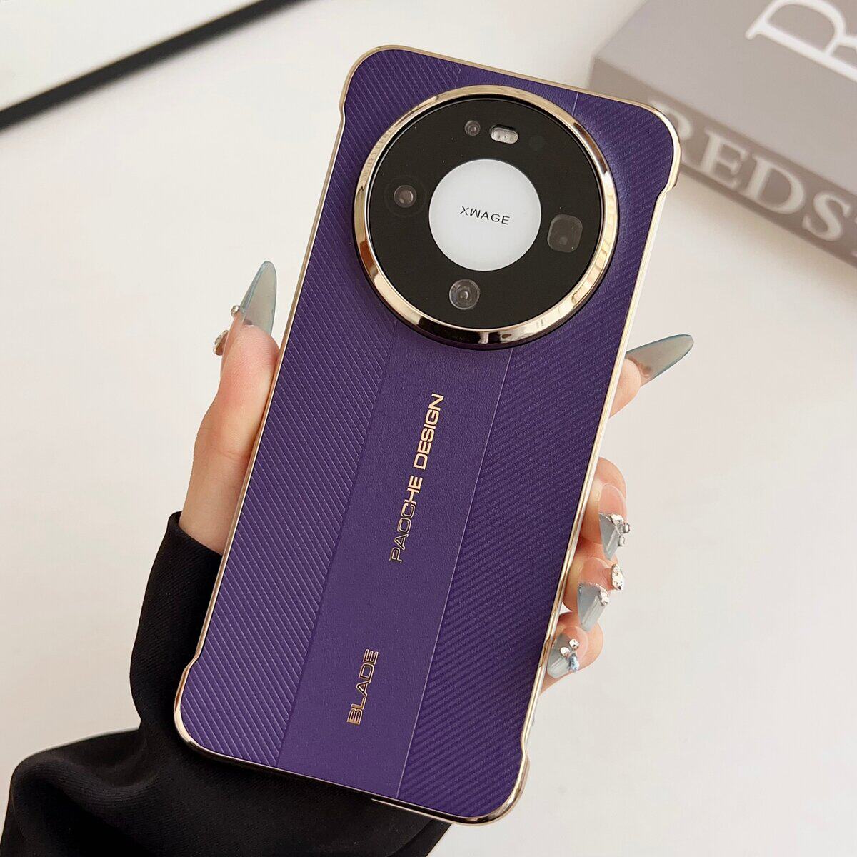 电镀素皮无边框适用华为Mate80pro手机壳新款商务奢华mat