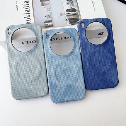 个性牛仔布纹磁吸适用vivox300pro手机壳新款素皮耐脏x300简约高级感半包防摔硬壳