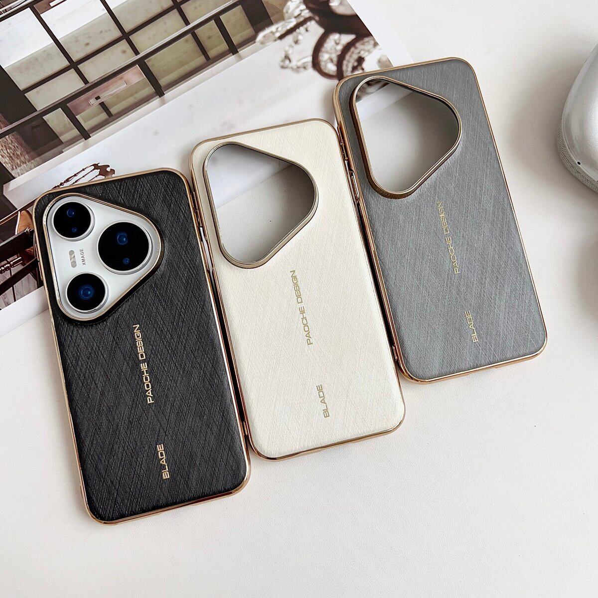 新款金丝银锦纹适用华为pura80pro手机壳奢华商务素皮p80