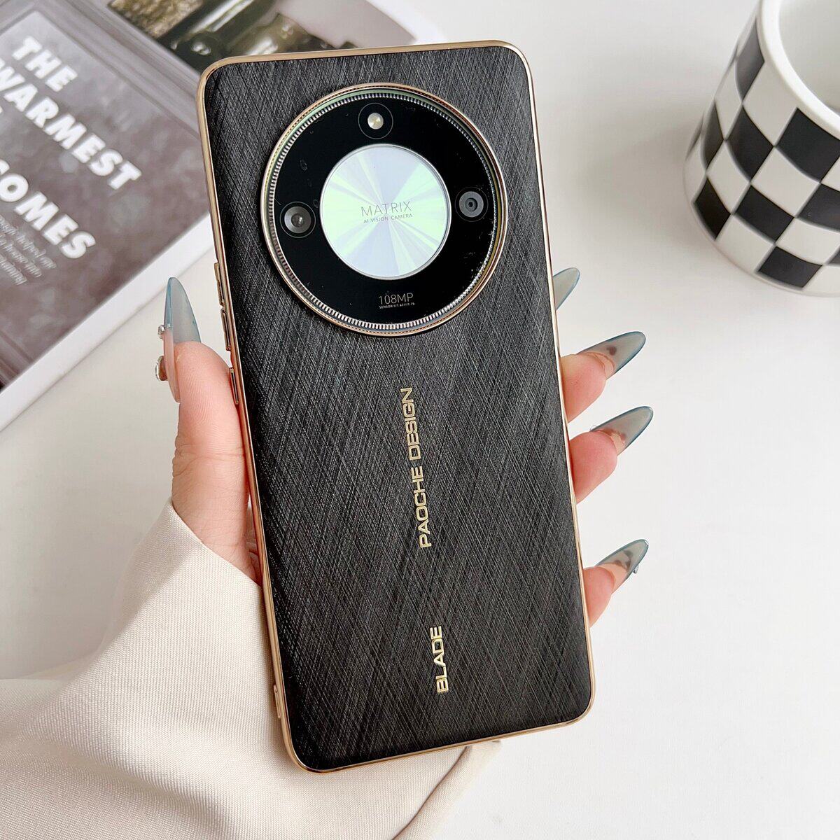 电镀金丝银锦纹适用荣耀X60pro手机壳新款奢华素皮荣耀X50高