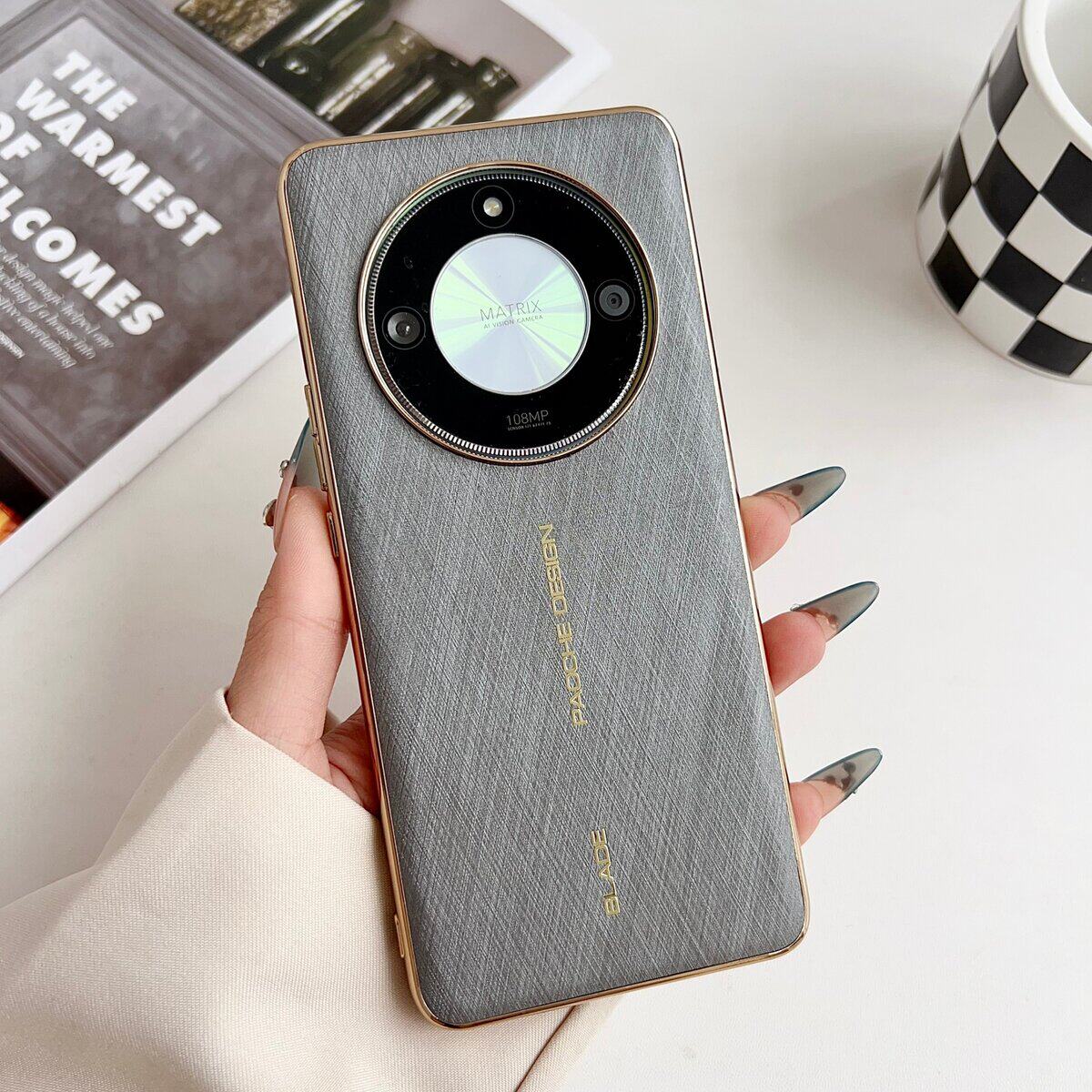 金丝银锦高级感适用荣耀X50手机壳新款商务素皮荣耀X60pro全