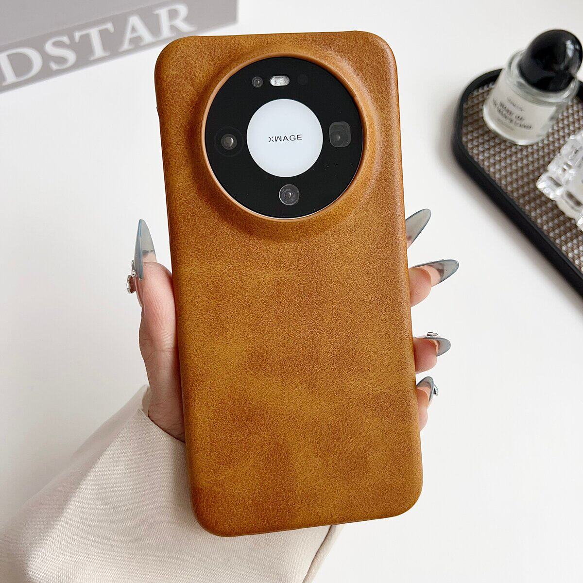 复古轻奢牛皮纹适用华为Mate80promax手机壳新款商务磨砂