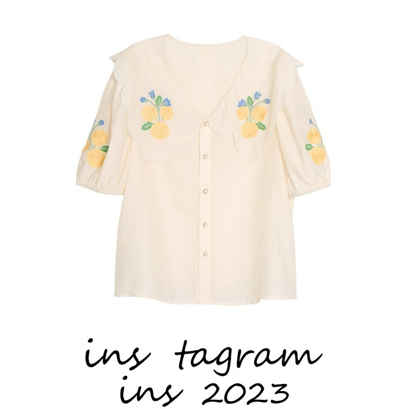 绣花衬衫上衣甜美小衫